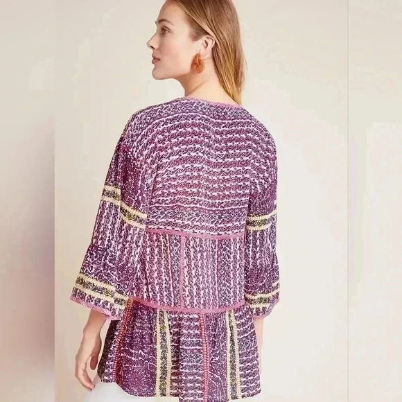 NWOT Anthropologie Maeve Lilyana Tiered Silk Blouse XS - Picture 2 of 7